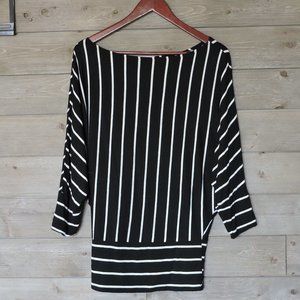 White Birch Striped Dolman Sleeve top Small